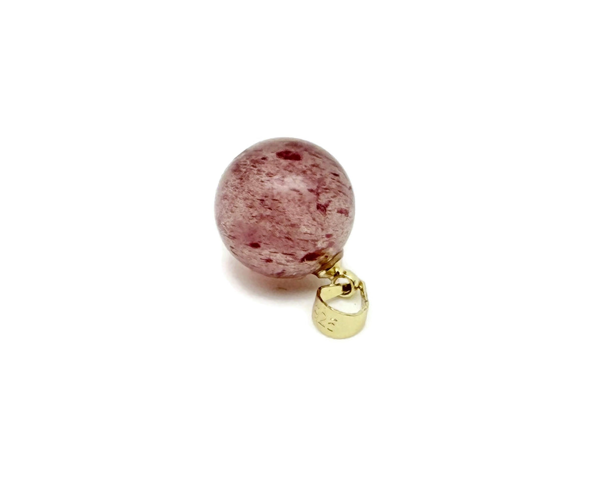 Strawberry Quartz pendant by GemstoneGO featuring a polished teardrop-shaped gemstone for positivity and style.