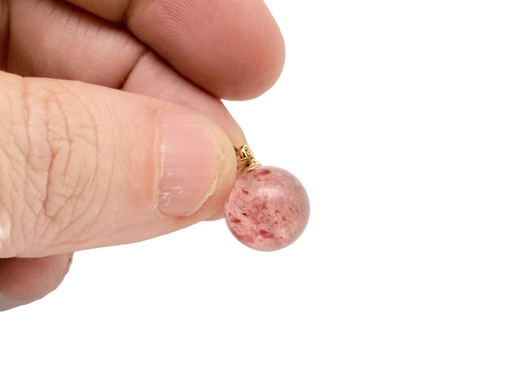 Strawberry Quartz pendant by GemstoneGO featuring a polished, heart-shaped gemstone for positivity and healing.