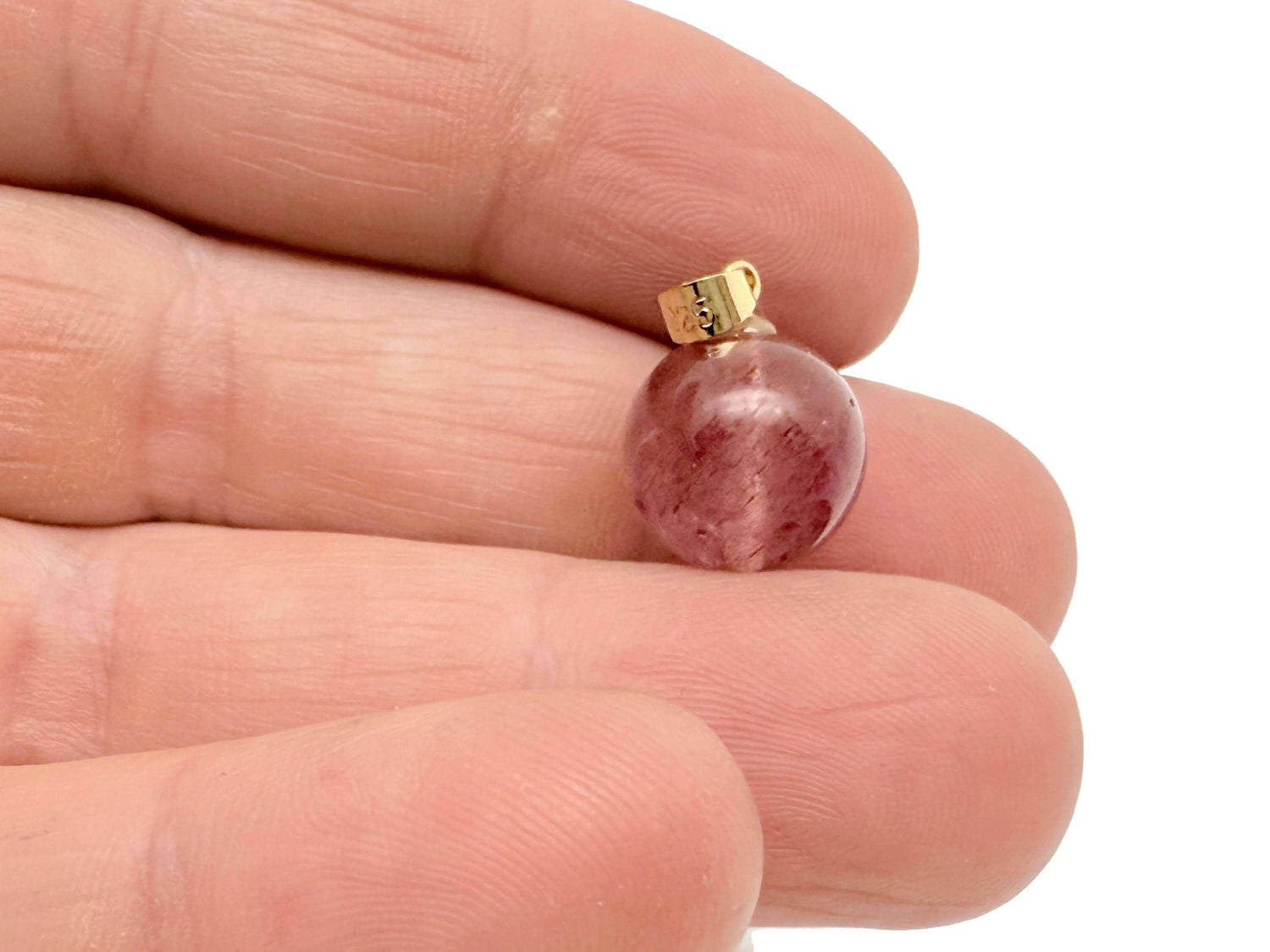 Strawberry Quartz pendant by GemstoneGO featuring a polished teardrop-shaped gemstone for positivity and style.