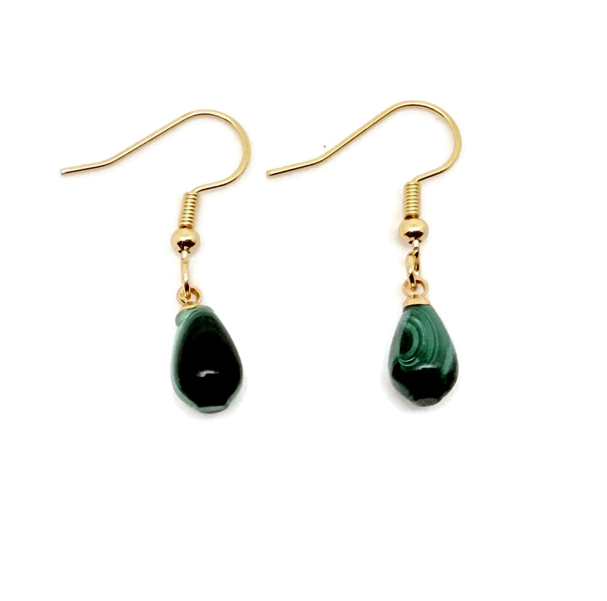 Sterling silver malachite stud earrings featuring vibrant green semi-precious gemstones from GemstoneGO.