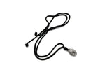 Silver obsidian crab claw necklace with crystal accents, showcasing a detailed gemstone pendant on a chain.