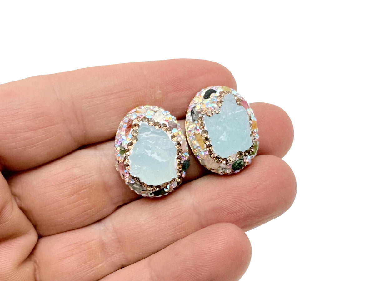 Handmade aquamarine jewelry set featuring boho chic design with matching necklace and earrings by GemstoneGO.