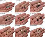 Gold plated gemstone drop hoop earrings with minimalist design, featuring natural colorful gemstones from GemstoneGO.