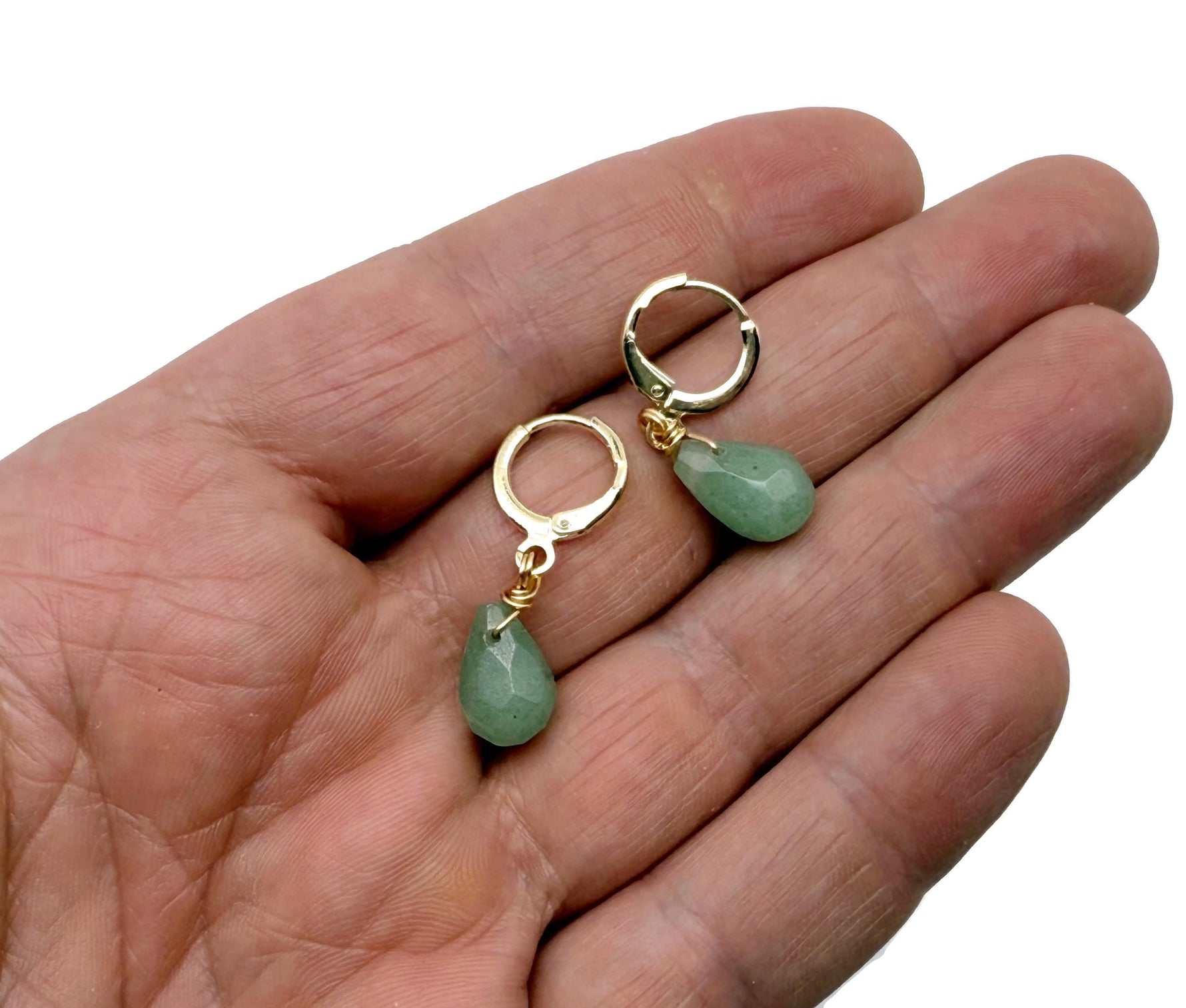 Gold plated gemstone drop hoop earrings featuring minimalist design and mixed natural gemstones from GemstoneGO.