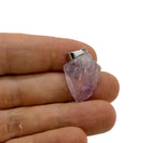 Amethyst crystal pendant for jewelry making by GemstoneGO, showcasing a polished purple gemstone with silver bail.