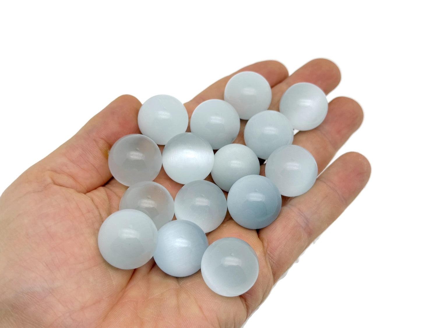 White Cats Eye Sphere Gemstone - Crystal Ball - 20mm - SP1099