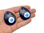 Blue glass evil eye charm with hole for hanging, Turkish Nazar protection amulet, decorative home decor from GemstoneGO