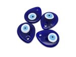 Blue glass evil eye charm with hole for hanging, Turkish Nazar decor by GemstoneGO, featuring a vibrant blue eye design.