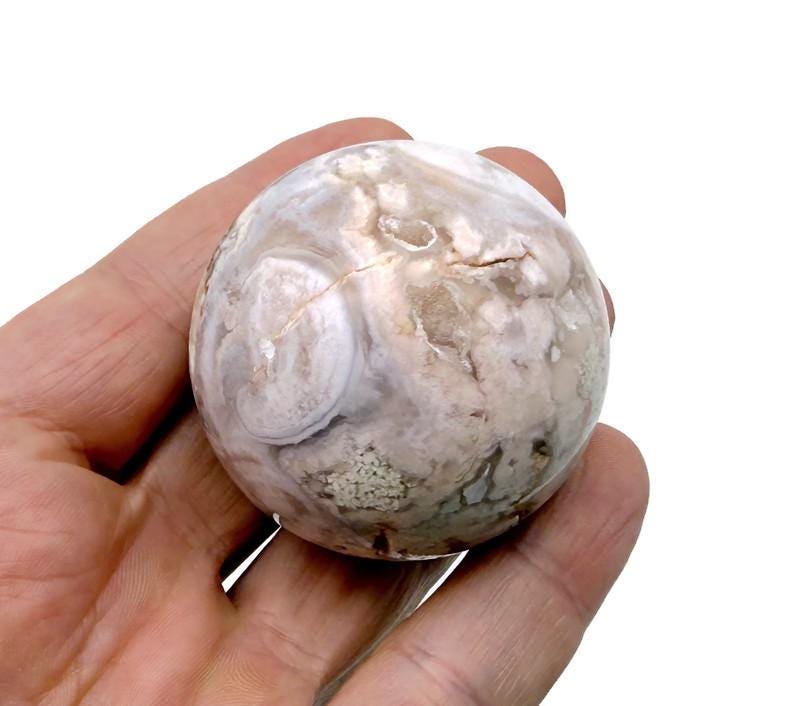 Flower Agate Sphere Gemstone - Cherry Blossom - Crystal Ball - 50-60mm - RA1440