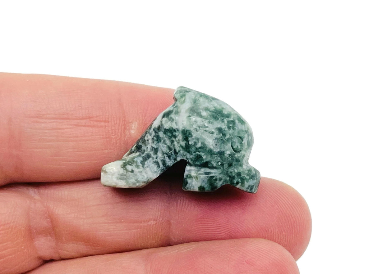 Hand-carved crystal dolphin animal figure by GemstoneGO, 30mm size, featuring a detailed, natural gemstone design.