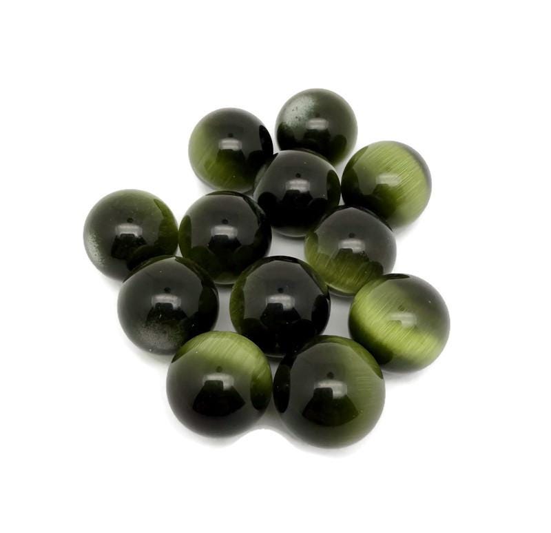 Gema Esférica Ojo de Gato Verde Oscuro - Bola de Cristal - 20mm - SP1097