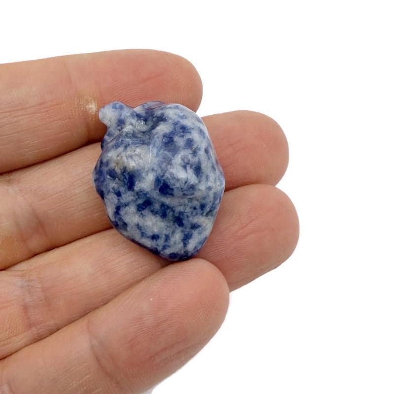 Handmade 30mm carved gemstone heart figure by GemstoneGO, featuring colorful crystal hues and intricate craftsmanship.