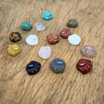 Crystal cat paw drilled beads by GemstoneGO, 15mm mix of translucent gemstone beads with carved paw print design.