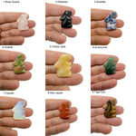 Handcrafted 30mm crystal rabbit animal figure by GemstoneGO, carved from colorful gemstones, showcasing intricate craftsmanship.
