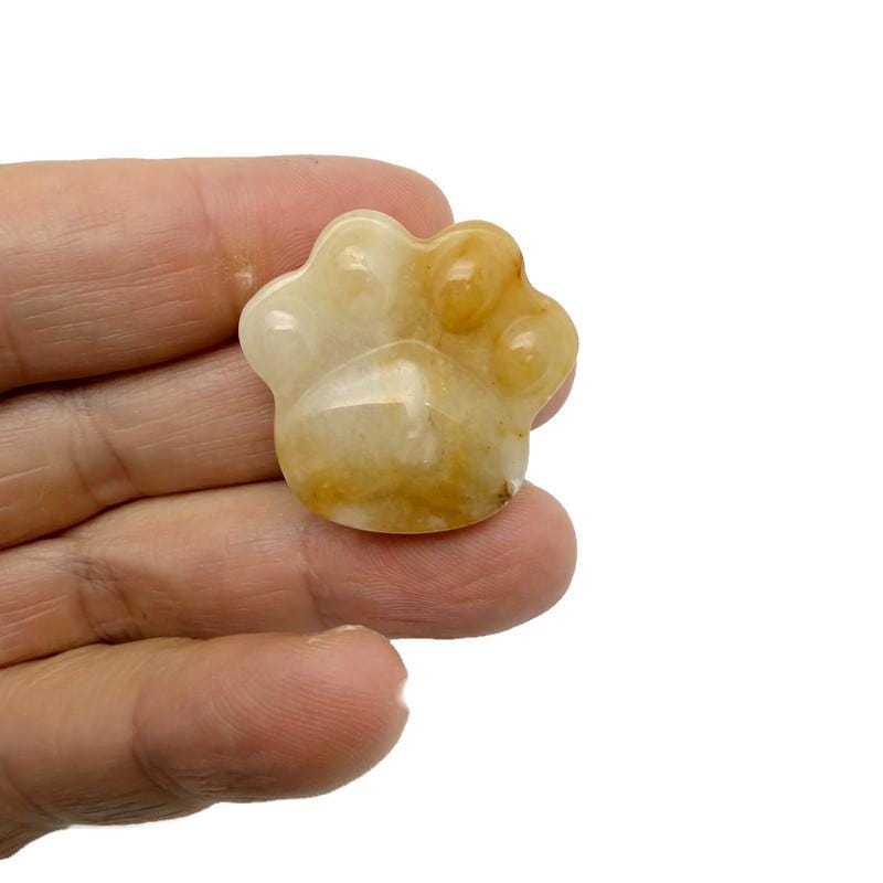 Hand-carved Bear Paw Crystal animal figure by GemstoneGO, 30mm in size, crafted from mixed gemstones with detailed natural design.