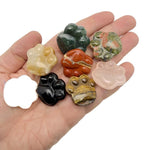 Handmade carved bear paw crystal animal figure by GemstoneGO, 30mm, featuring mixed colorful gemstones on a natural crystal base.