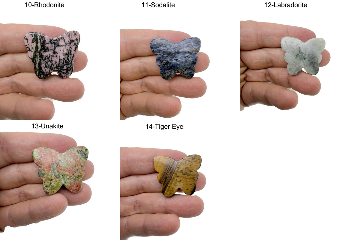 Handcrafted gemstone crystal butterfly animal figure, 35mm, with colorful mixed stones from GemstoneGO.