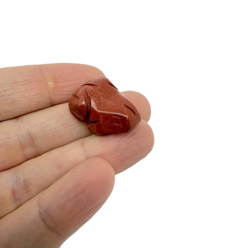 Handmade 30mm gemstone crystal frog animal figure by GemstoneGO, carved with intricate details and vibrant colors.