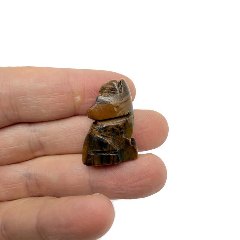 Handmade carved crystal wolf animal figure from GemstoneGO, 30mm size, featuring natural gemstone details and intricate craftsmanship.