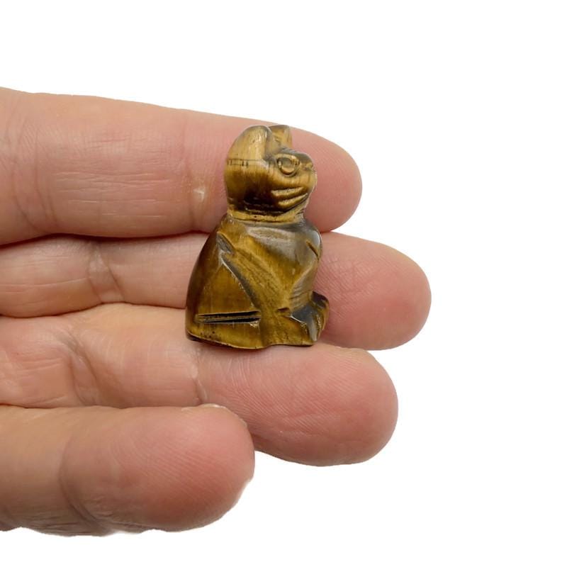 Handmade carved crystal cat animal figure, 30mm, in assorted gemstone colors by GemstoneGO.