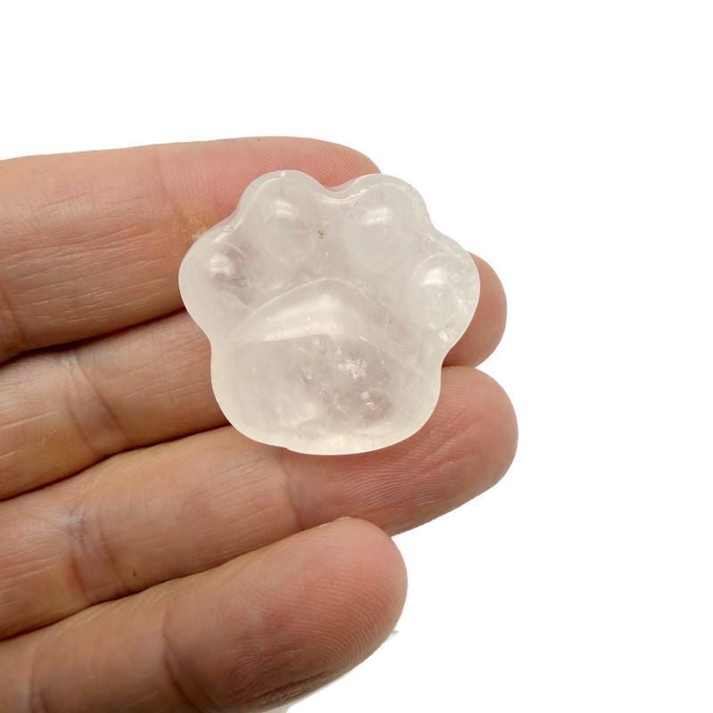 Clear Quartz Bear Paw Crystal Carving - 30mm - HA1254