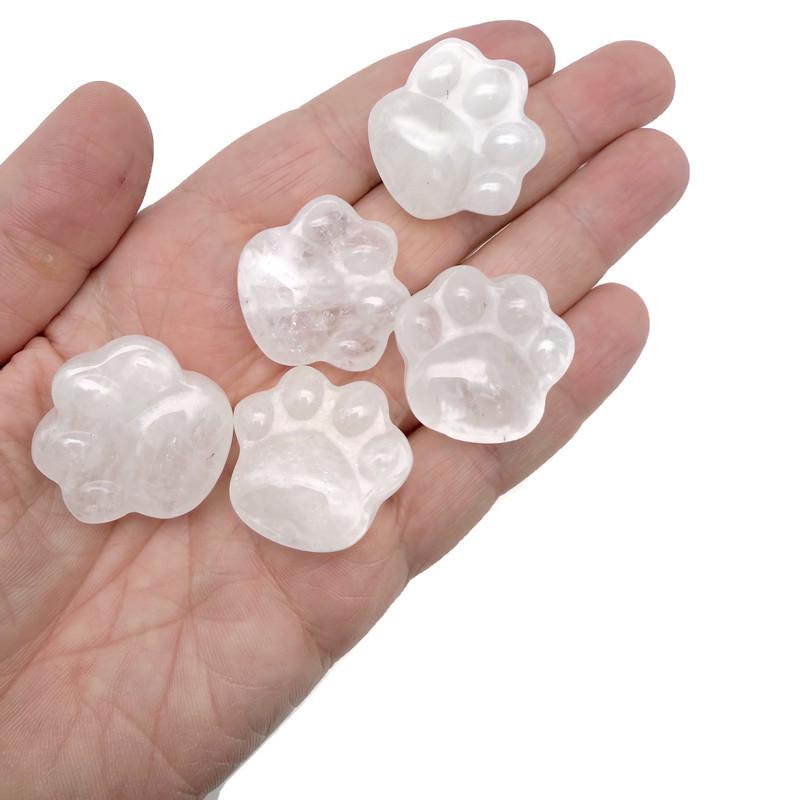 Clear Quartz Bear Paw Crystal Carving - 30mm - HA1254