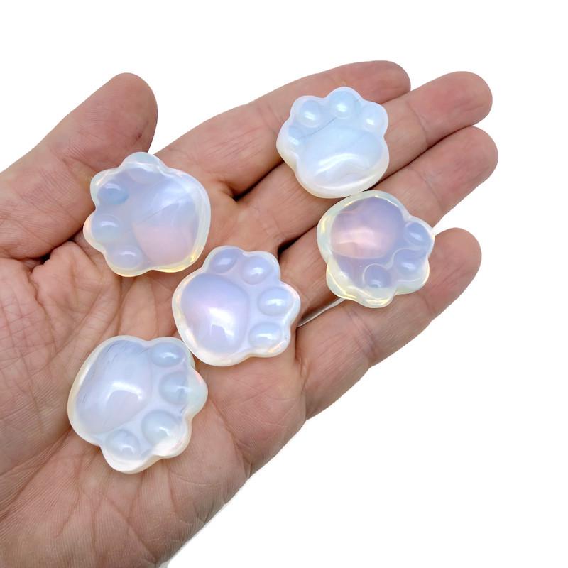 Opalite Bear Paw Crystal Carving - 30mm - HA1257