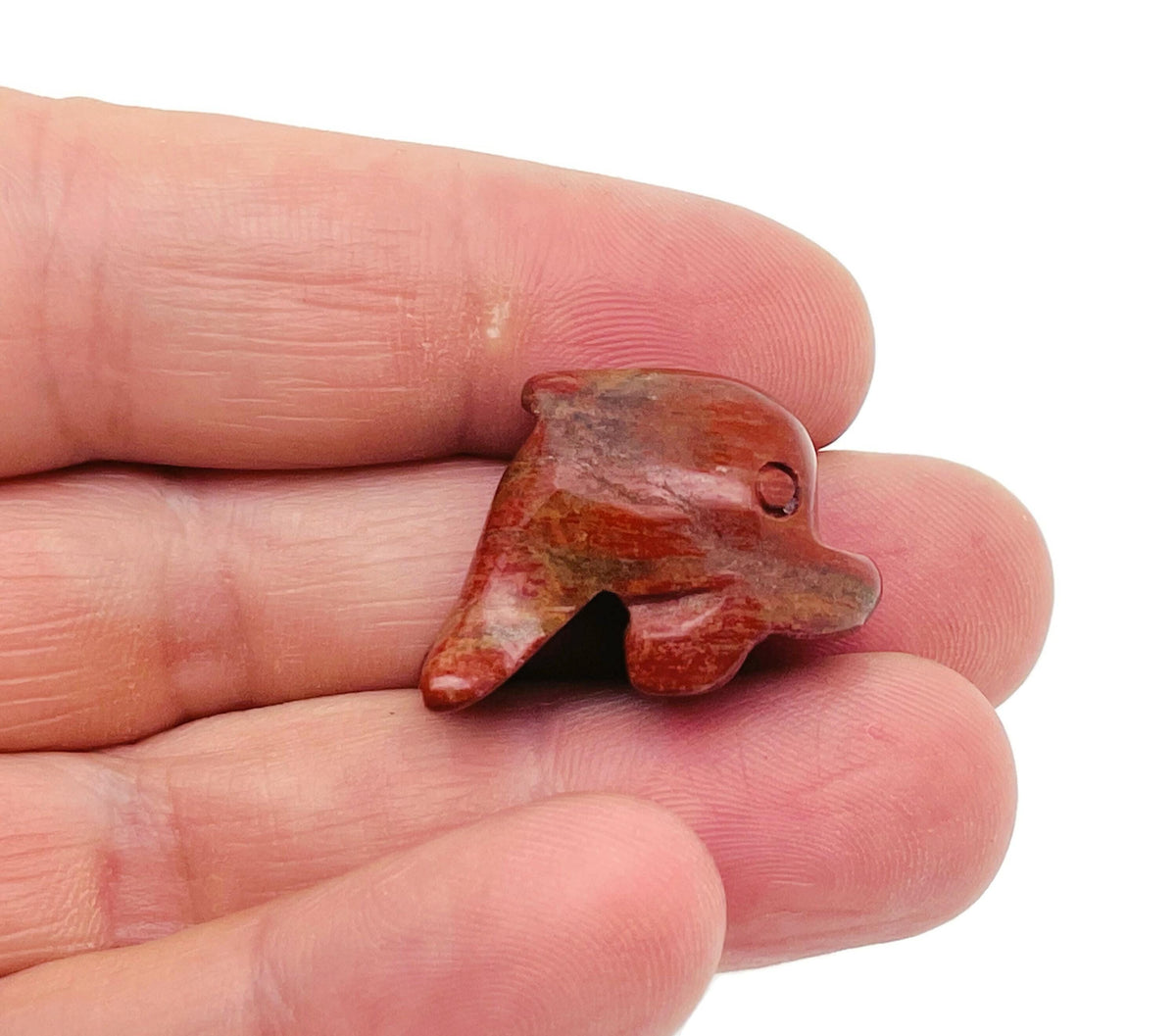 Handmade gemstone crystal dolphin animal figure, carved detail, 30mm size, in various colors from GemstoneGO.