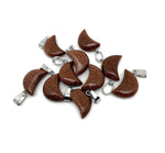 Goldstone moon pendant and matching moon earrings with crystal accents, ideal for jewelry making and healing jewelry designs.