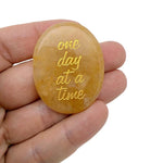 Engraved crystal with inspirational "One Day at a Time" message from GemstoneGO, featuring a clear, polished glass design.