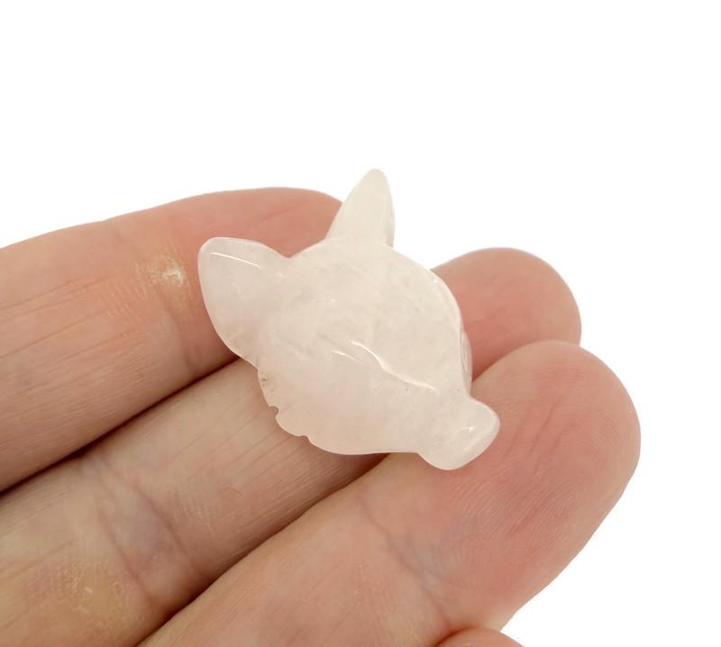 Handmade carved crystal fox head animal figure by GemstoneGO, 30mm, colorful gemstone with detailed craftsmanship.