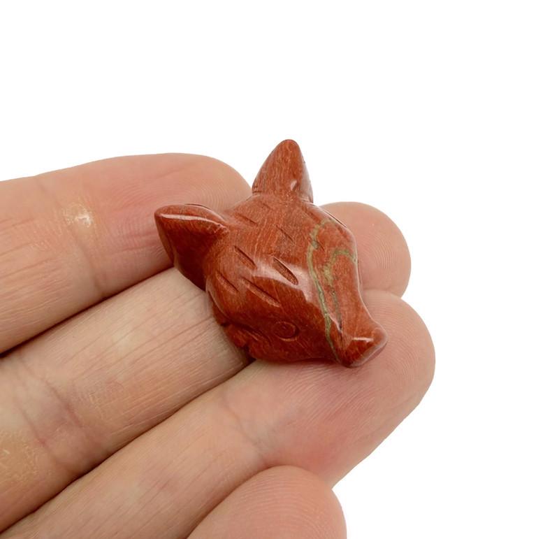 Handmade gemstone crystal fox head animal figure, carved, 30mm, featuring vibrant mixed gemstone colors by GemstoneGO