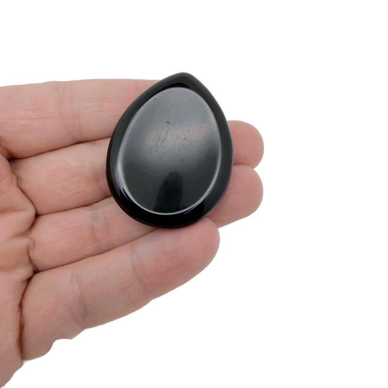 Obsidian worry stone from GemstoneGO, 45mm smooth crystal with polished surface for stress relief and calming purposes.