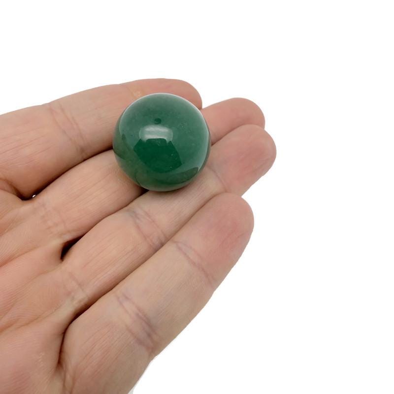 A 25mm Aventurine gemstone sphere with smooth polished surface, showcasing vibrant green color and natural stone patterns.