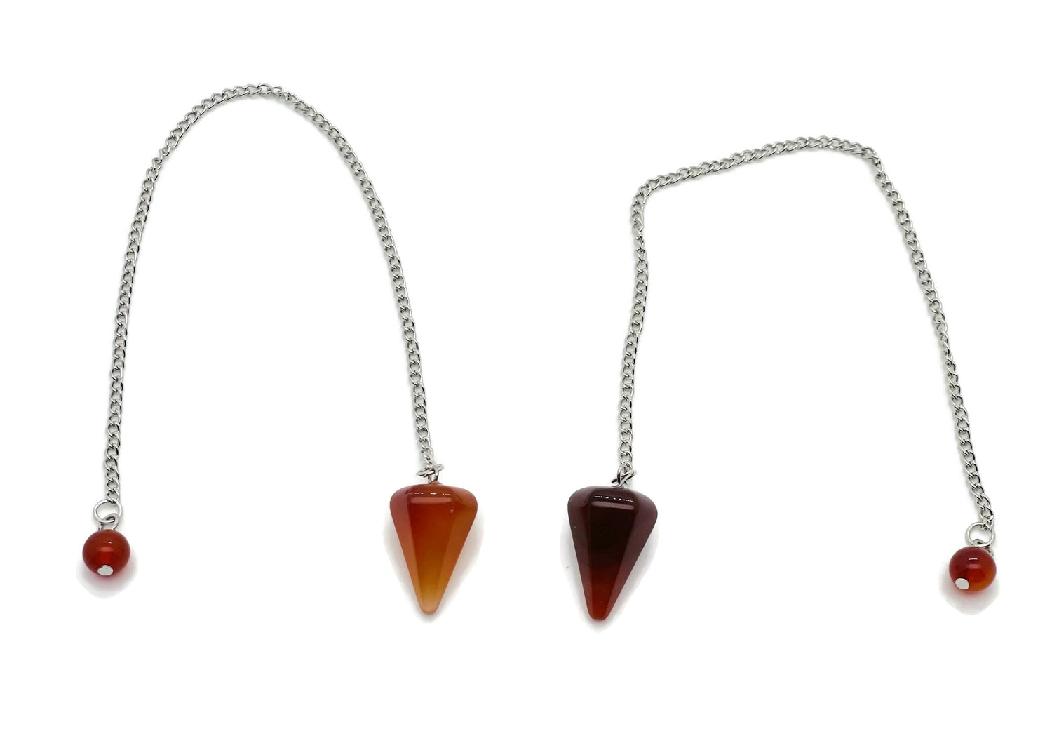 Péndulo de Cristal de Cornalina con Cadena de Acero Inoxidable - PE1004