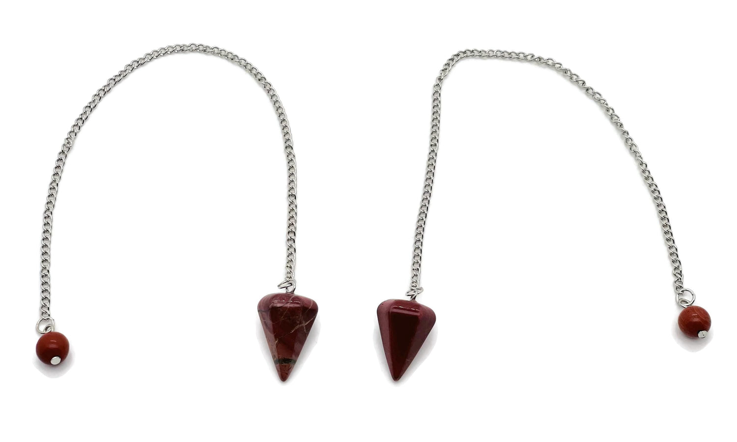 Péndulo de Cristal Jaspe Rojo con Cadena de Acero Inoxidable - PE1005