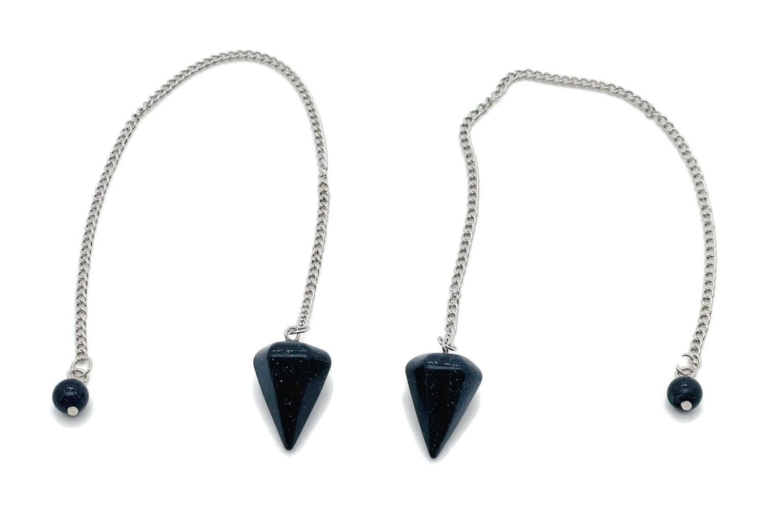 Péndulo de cristal de piedra de oro azul con cadena de acero inoxidable - PE1008