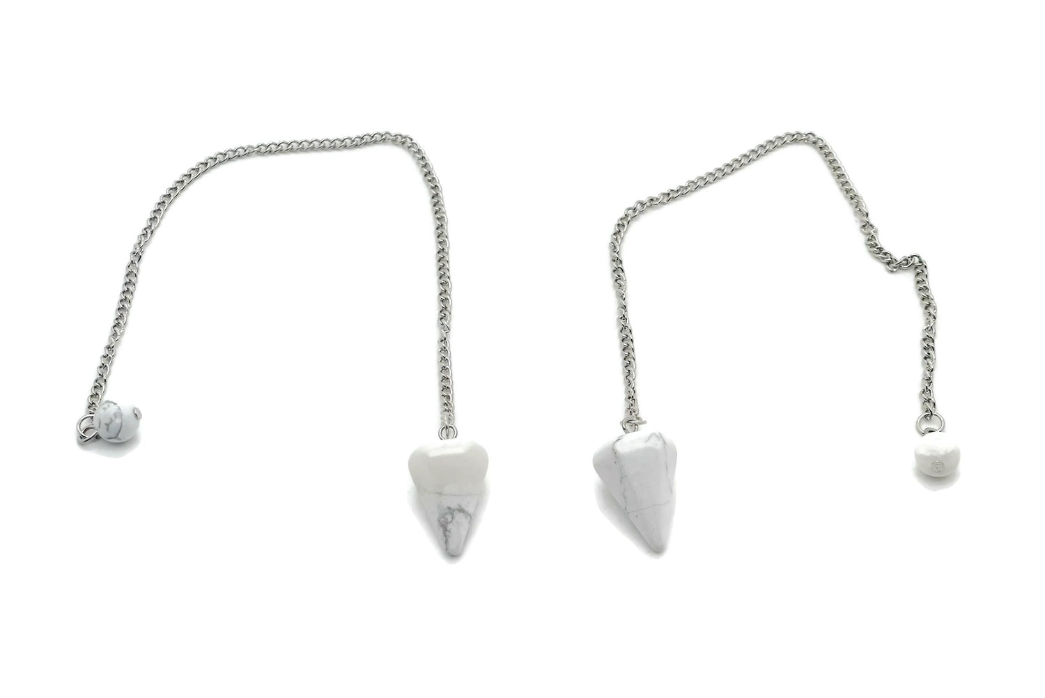 Péndulo de cristal de howlita con cadena de acero inoxidable - PE1010