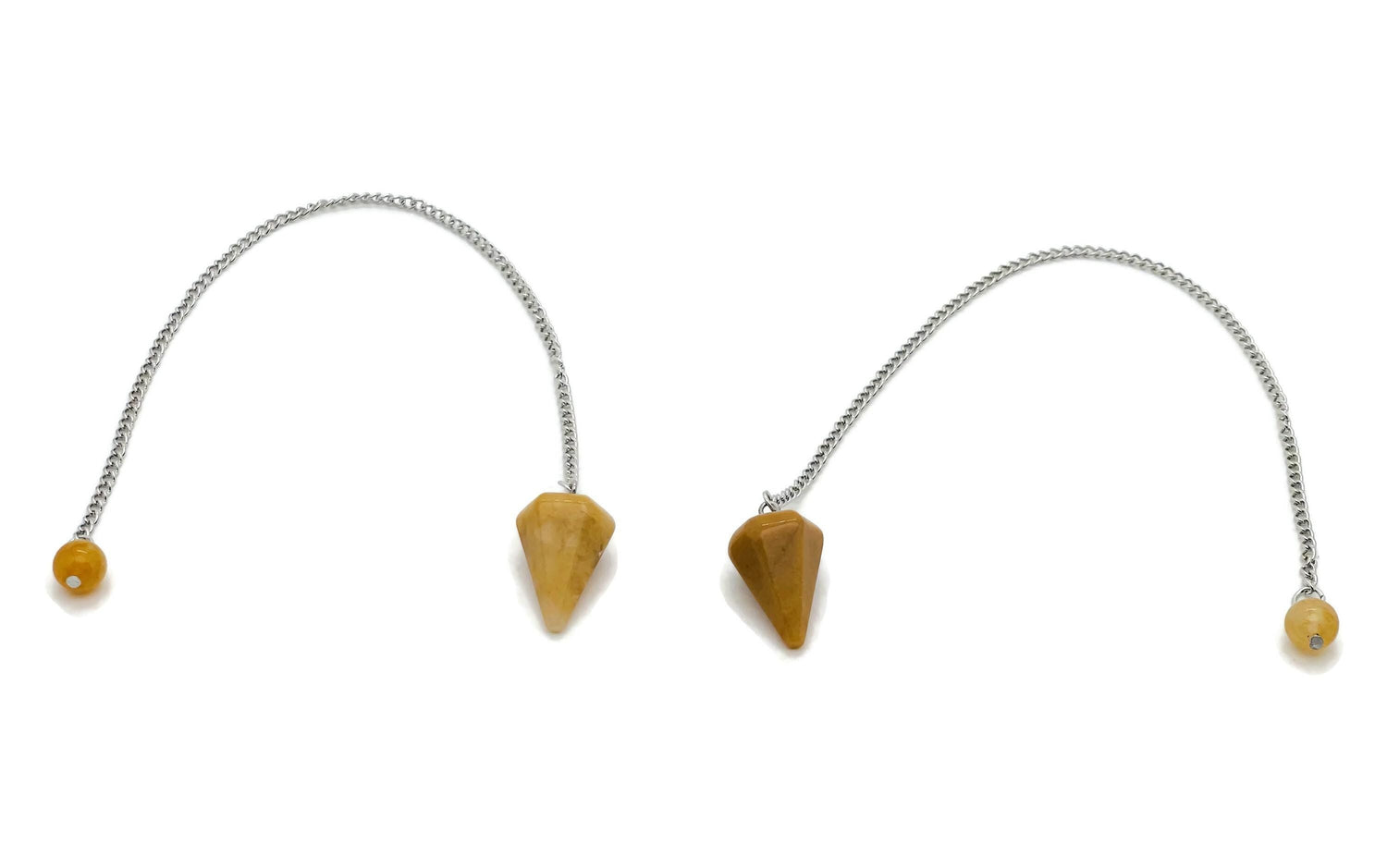 Péndulo de cristal de jade amarillo con cadena de acero inoxidable - PE1014