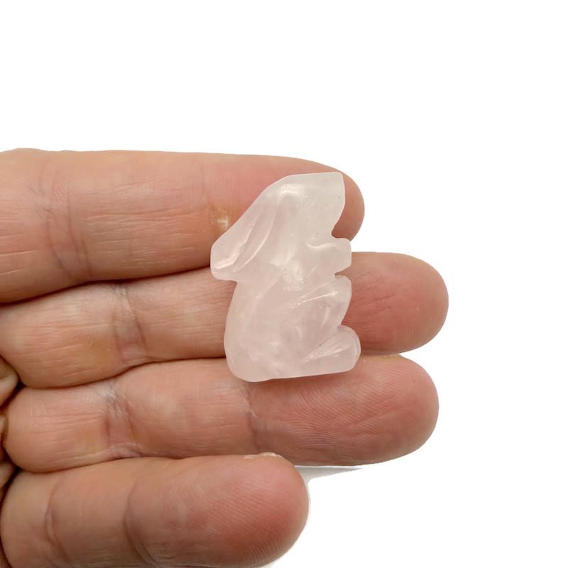 Handmade 30mm crystal rabbit animal figure by GemstoneGO, carved gemstone with detailed features on a neutral background.