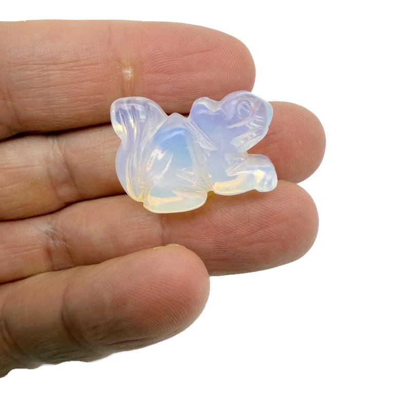 Handmade carved crystal squirrel animal figure, 30mm, gemstone sculpture with multicolor details by GemstoneGO.
