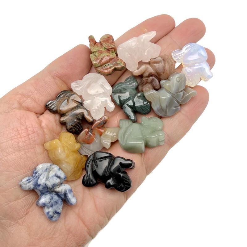 Handmade carved crystal squirrel animal figure, 30mm, in various gemstone colors, by GemstoneGO.