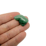 Handmade carved crystal lizard animal figure, 30mm, gemstoneGO, with intricate details and vibrant mixed gemstone colors.