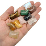 Handmade 30mm crystal lizard gemstone animal figure with carved details, showcasing vibrant mixed gemstone colors.