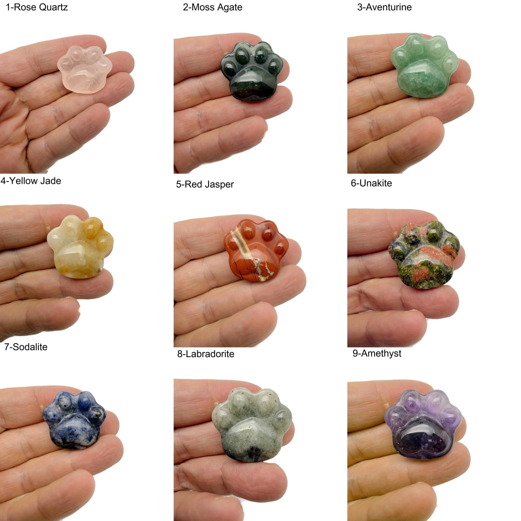 Hand-carved Bear Paw Crystal animal figure by GemstoneGO, 30mm, featuring a detailed, natural gemstone design.