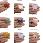 Handmade gemstone crystal butterfly animal figure, carved and detailed, measuring 35mm, from GemstoneGO.