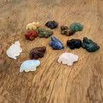 Handmade 30mm gemstone crystal crocodile animal figure with carved details, from GemstoneGO in mixed colors.