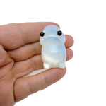 Opalite frog gemstone carving by GemstoneGO, a handcrafted creature statue with smooth, polished surface and vibrant blue glow.