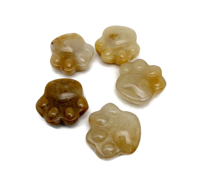 Talla de cristal en pata de oso de jade amarillo - 30mm - HA1247