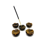 Tiger Eye crystal carving incense holder shaped like a flower, used for cleansing and relaxation, by GemstoneGO.
